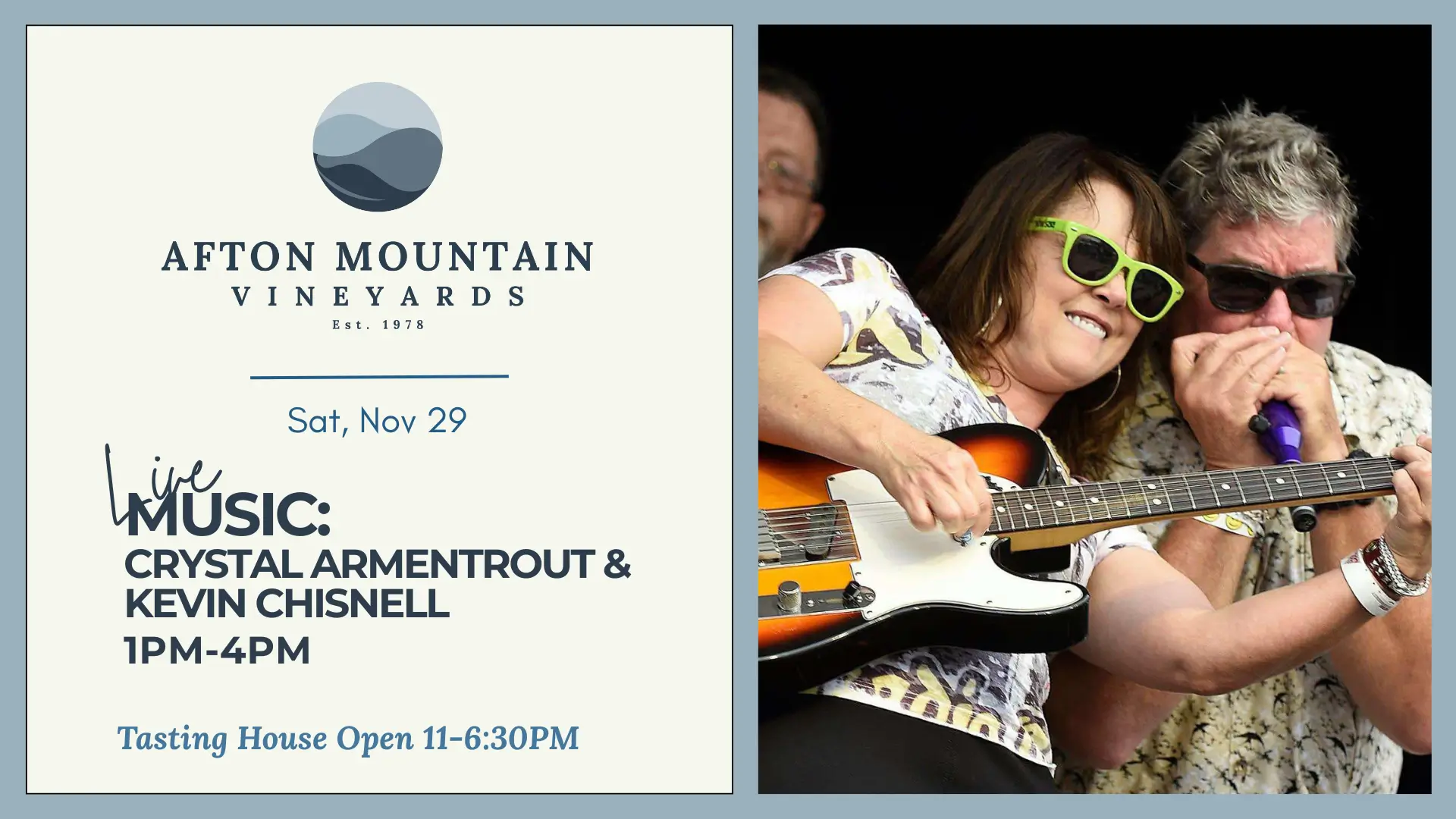 Live Music: Crystal Armentrout & Kevin Chisnell.
