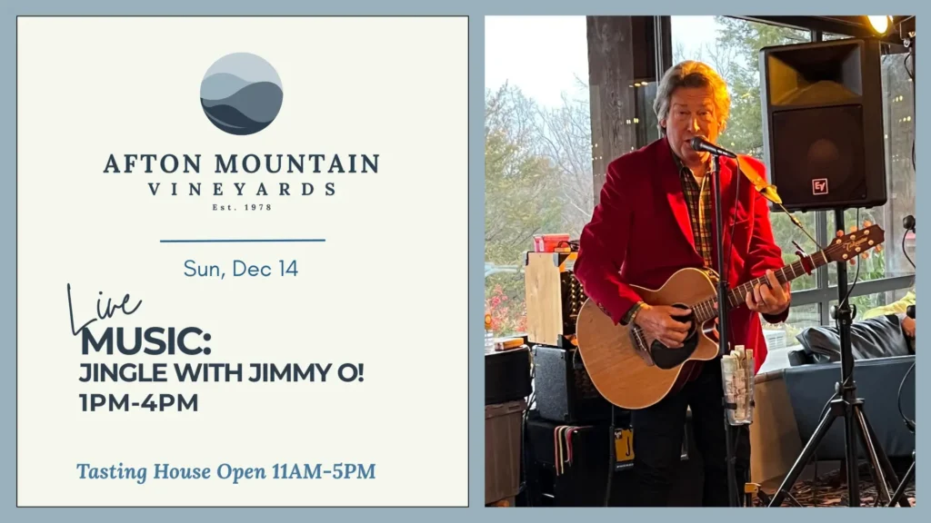 Afton Mountain Vineyards poster advertising live music 