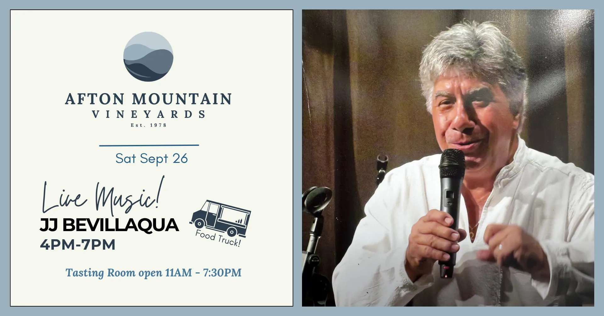 Afton Mountain Vineyards live music event featuring JJ Bevilaqua.