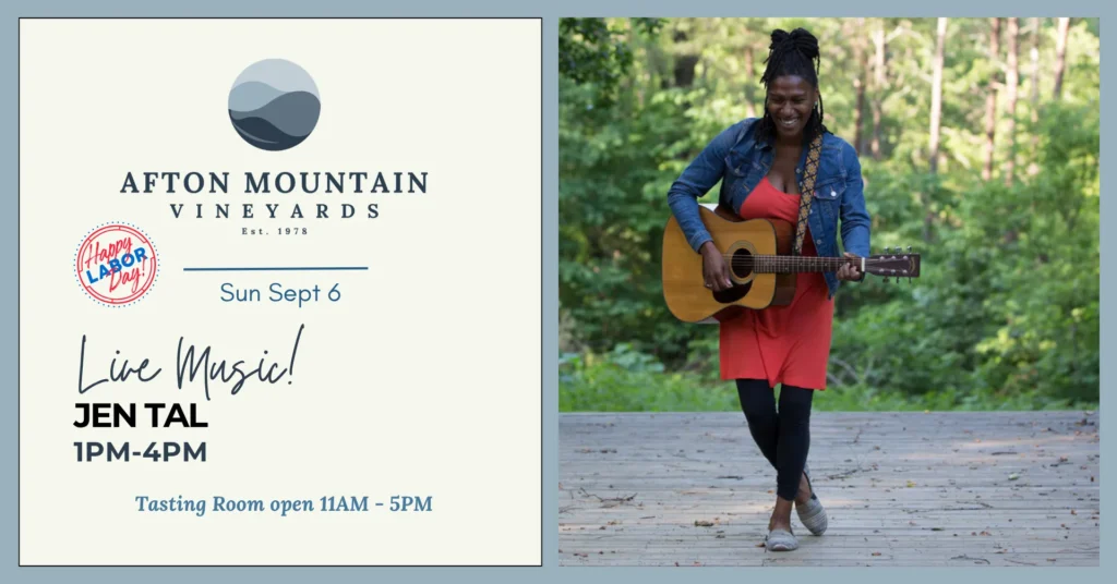 Afton Mountain Vineyards live music event featuring guitarist Jen Tal.
